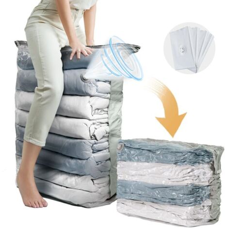 Sac sous Vide Vetement aspirateur Cube Lot de 4 (80×100×38 cm) Housse de Rangement sous Vide Gain de Place Sac de Rangement sous Vide pour Vêtements, Couettes, Oreillers