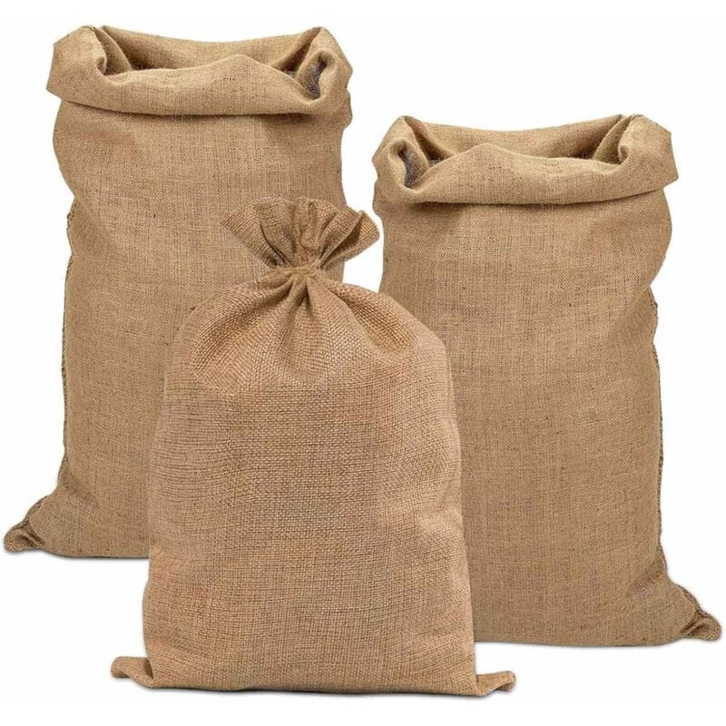 Sac Toile de Jute,5 Pièces Sac en Toile de Jute 60 x 100 cm,Sac Pomme de Terre Jute pour Le Stockage des Aliments,Le Jardinage