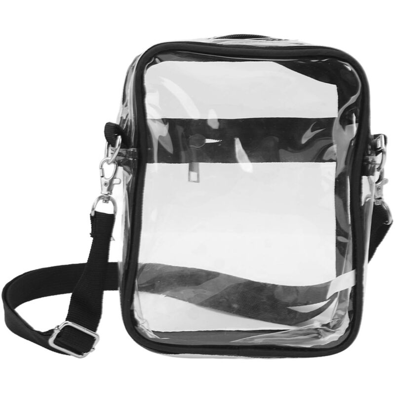 Sac Transparent Messager Homme Femme Approuvé Stade, Bandoulière Réglable en PVC Noir