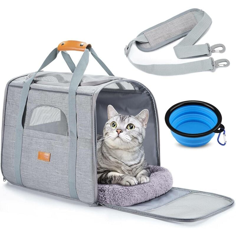 Caisse transport chat ou petit chien pliable portable voiture train box  sacoche sac pour petit animal