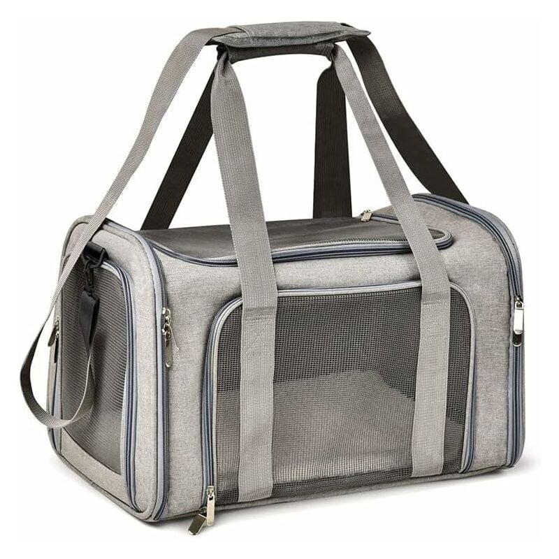 Beijiyi - Sac Transport Chat Chien, Caisse de Transport Pliable, Sac pour Animaux de Compagnie, Caisse de Transport Chat Respirant(L, Gris)