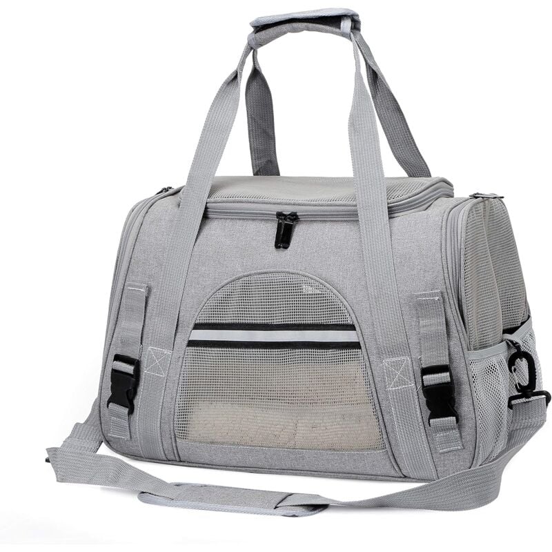 Longziming - Sac Transport Chat, Sac Transport Chien Respirant et Pliable, Caisse de Transport Chat avec Bandoulière Réglable, Cage Transport Chat