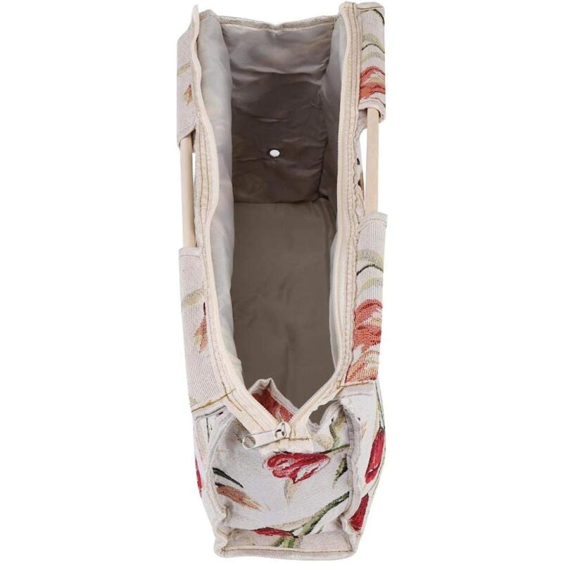 Sac tricoté, sac de rangement en tissu tissé avec poignée en bois