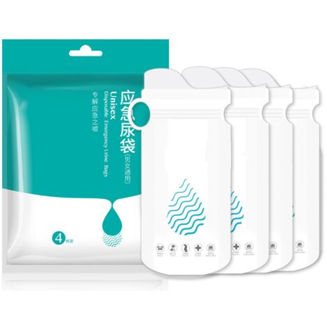 Sac Urinoir Portable Grande Capacité Anti-Fuite Unisexe - 4 Pièces Usage Unique pour Camping et Voyage