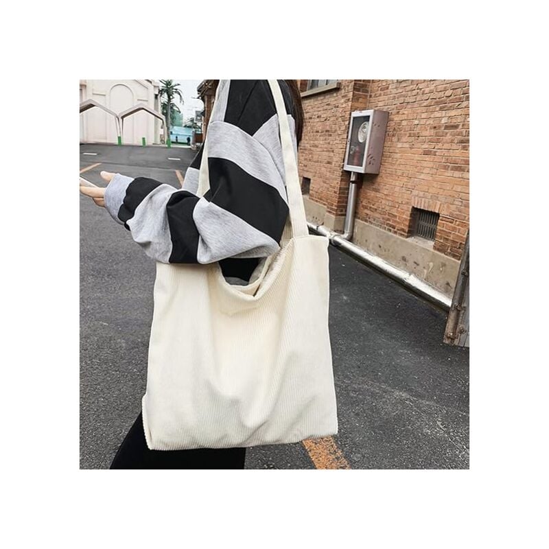 Shining House - Sac Velours Côtelé Dame, Sac à Bandoulière en Velours Côtelé Toile Tote Bag Grand Sac à Bandoulière pour Femme Sac à Main Shopper