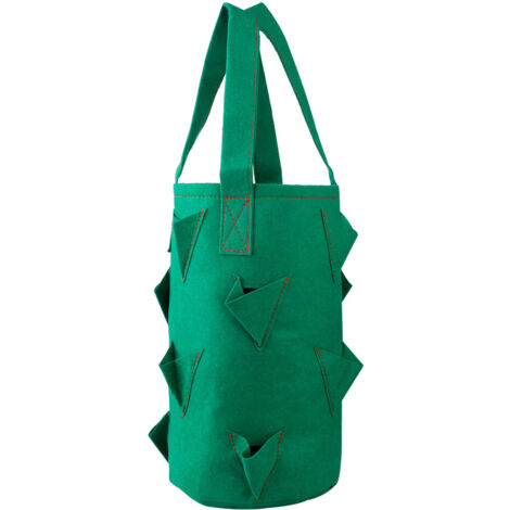 Sac Vertical pour Fraises avec Poignées - Felt Bag 11 Troux - Plantation et Jardins - 38x22cm Vert - Modèle Hang Bag