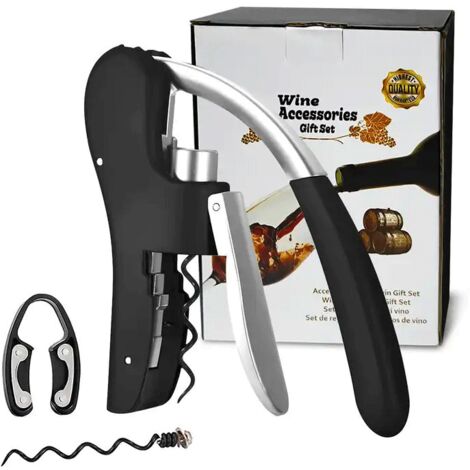 Sacacorchos profesional para botellas de vino - Abrebotellas de aleación de acero y zinc resistente - Abrecorchos práctico - Fácil de usar