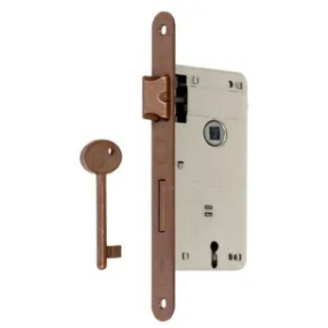 SACAR - SERRATURA A FORO CON CHIAVE DA INFILARE 60MM - IN ACCIAIO BRONZATO 165MM