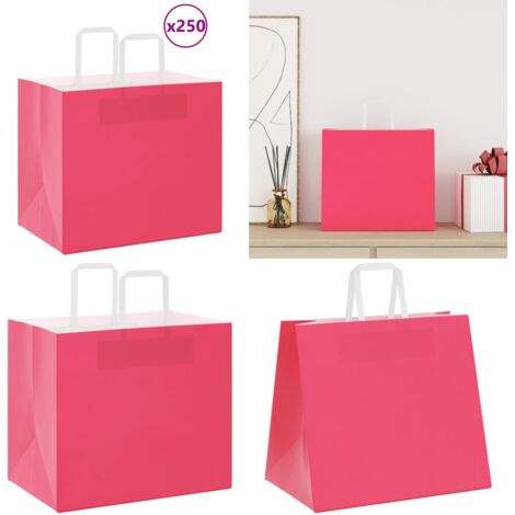 Sacchetti di Carta 250 pz con Manici Rosa 32x22x28 cm - Sacchetti regalo - Sacchetti per feste