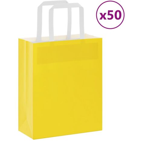 Sacchetti di Carta 50 pz con Manici Gialli 18x8x22 cm vidaXL