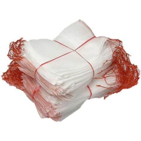 AAMUNPA Sacchetti di protezione per frutta, riutilizzabili, in rete di nylon, per piante, ortaggi e fiori, con coulisse, barriera anti-insetti e anti-uccelli, 100 pezzi (15x10 cm)