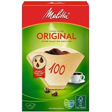 Sacchetti filtro Melitta 100, carta Aromapor, marrone naturale, (40 pezzi), confezione da 1, compatibile con macchina da caffè