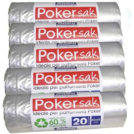 Sacchetti Pattumiera 65x54 cm 5 Confezioni da 20 Sacchi Per Poker Bama