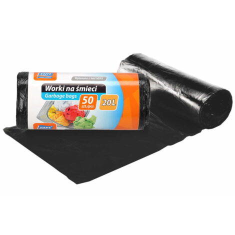 Sacchetti per rifiuti HDPE 20 l 50 pezzi neri