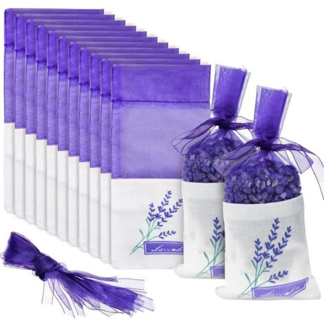 Sacchetti profumati alla lavanda KZQ - Confezione da 20 sacchetti con coulisse in cotone ramia per matrimoni, baby shower e altro, 15 x 7,2 cm