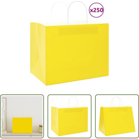 Sacchetti regalo -  Sacchetti di Carta 250 pz con Manici Gialli 32x22x24 cm