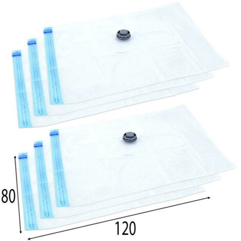 Sacchetti sottovuoto per vestiti, biancheria da letto, maglioni, set da 6 pezzi 120x80 cm