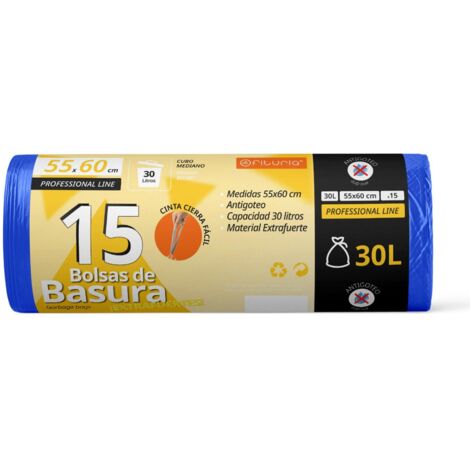Sacchetti Spazzatura, Sacchetti Differenziati 30L, Robusti, Adatti per Cestini da 30L, Antigoccia, Chiusura Facile, Adatti a Tutti i Tipi di Rifiuti, 55x60 cm - Ofituria (15 sacchetti, 30L)