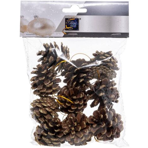 Sacchetto di pigne glitterate oro - Feeric lights & christmas