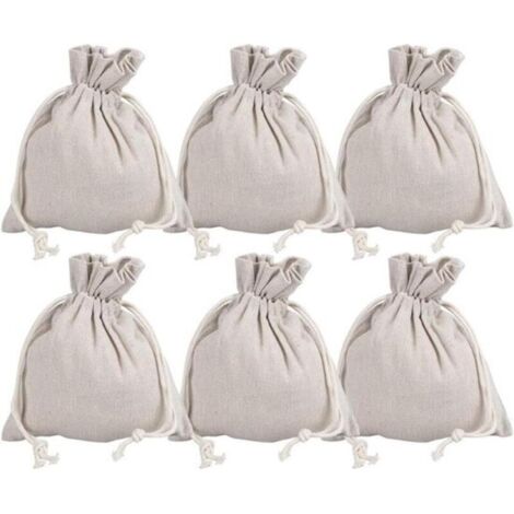Sacchetto in tessuto con coulisse - confezione regalo per nozze - contenitore per piccoli oggetti - juta naturale - 17 cm x 19 cm - 6 pezzi.