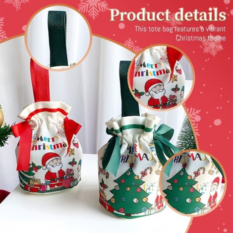 Sacchetto regalo di Natale, sacchetto decorativo portatile a forma di mela, sacchetto per incartare i regali per le feste, sacchetto per dolcetti natalizi per decorazioni natalizie, verde e rosso