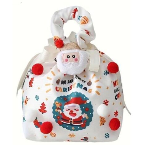 Sacchetto regalo natalizio a forma di mela con manico - Confezione da 10 sacchetti regalo per la Vigilia di Natale, decorati per decorare l'albero.