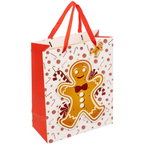 Sacchetto regalo stampato di medie dimensioni gingerbread - Feeric lights & christmas
