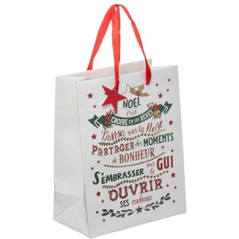 Sacchetto regalo stampato wording nero g+ piccolo - Feeric lights & christmas