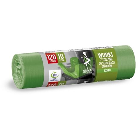 Sacchi con manici per la separazione VETRO 120 l 10 pz. verde ANNA ZARADNA