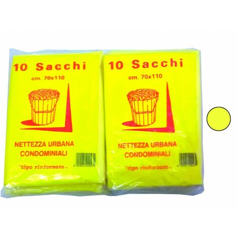 Sacchi condominiali rinforzati cm.70x110 gr.75 pz.10 gialli