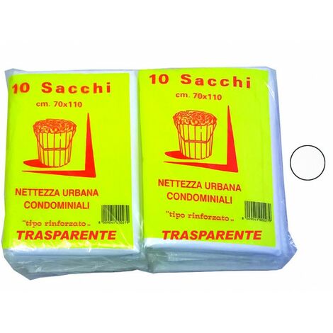 Sacchi condominiali rinforzati cm.70x110 gr.75 pz.10 trasparenti