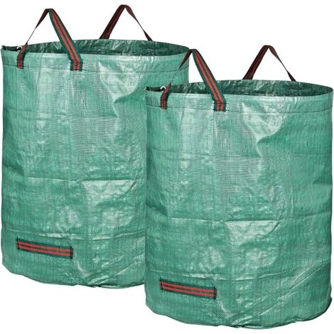 sacchi da giardino da 272 litri, sacchi per rifiuti da giardino in polipropilene (PP) estremamente resistenti, pieghevoli e riutilizzabili, grandi sacchi impermeabili con manici, sacchi per rifiuti da