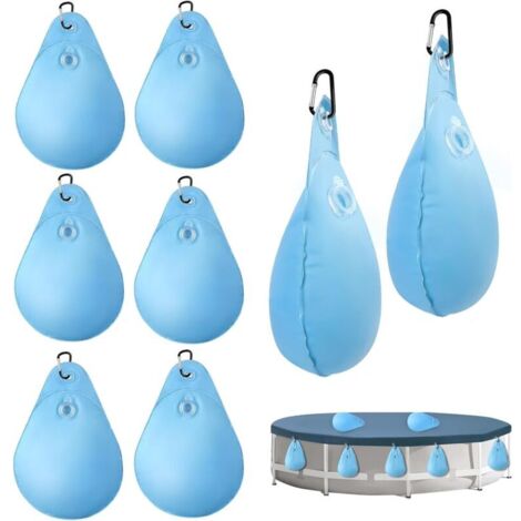 Sacchi d'acqua resistenti per coperture per piscine, 8 sacchi in PVC, pesi con ganci, pesi per recinzioni di piscine interrate