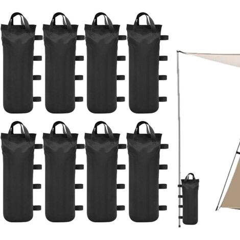 4 Pesi Per Gambe Per Gazebo E Tenda Da Campeggio - Sacchetti In Tessuto Oxford 600D Con Velcro - Capacità 13-18 Kg L'uno, Nero