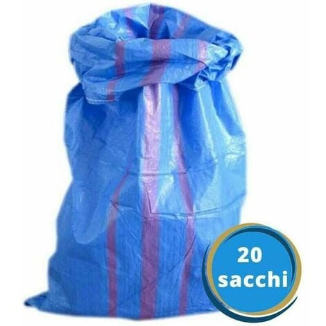 OPENGARDENWEB Sacchi in polipropilene blu x20 pezzi - 70X120 cm - per raccolta e trasporto olive, patate