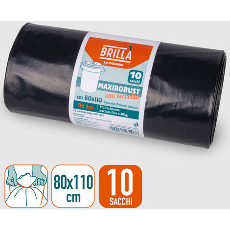 Sacchi della spazzatura 160 lt Nero 90 x 110 cm 100 unità