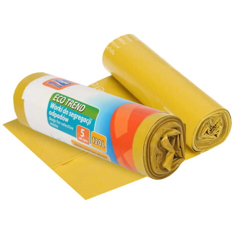 Sacchi per la separazione dei rifiuti di metalli e plastiche ECO TREND gialli 120 l 5 pezzi