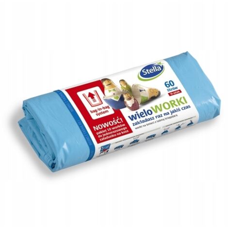 Sacchi per la spazzatura multiuso da 60 l con coulisse, blu, 10 pezzi.