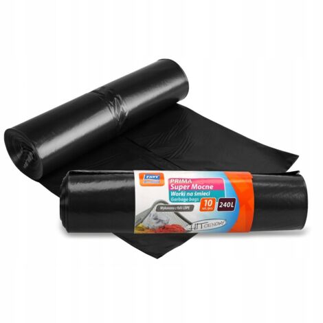 Sacchi per la spazzatura super resistenti 240l neri 10 pezzi