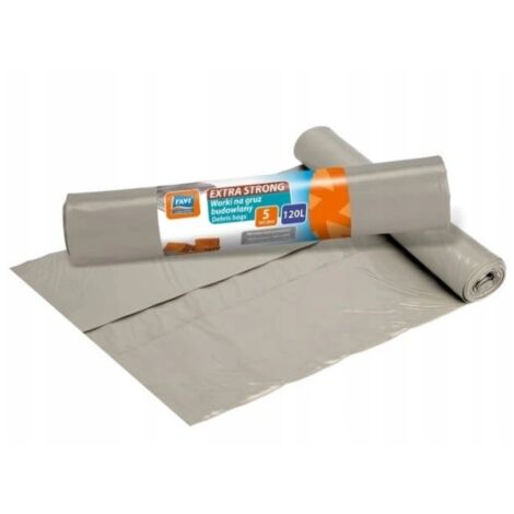 Sacchi per rifiuti e detriti edili, resistenti, 5 pezzi, 120 l