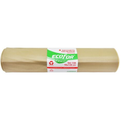 SACCHI POLIETILENE NETTEZZA URBANA 'EXTRA STRONG' cm 90 x 120 cf.6 pz - lt.150 ambra FORTORE