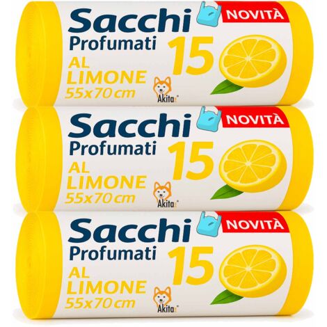 Sacchi spazzatura Manici Profumati Limone 45 PZ 55x70cm