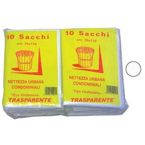 Sacco condominiale rinforzato trasparente pz.10 - cm.70x110 gr.75 - 10 cf