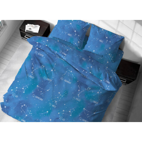 Sacco Copripiumino In 100% Cotone Made Italy Disegno Zodiaco GI, misuraSingolocoloreZodiaco