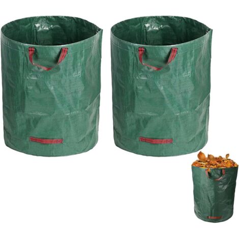 Sacco da giardino per rifiuti verdi resistente, organizer per rifiuti, 2 sacchi per verdure da giardino da 272 litri con manici, pieghevole e riutilizzabile, realizzato in polipropilene estremamente r