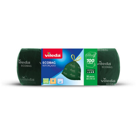 Sacco della spazzatura Ecobag 100L 100% riciclato 10 sacchi 172035 Vileda