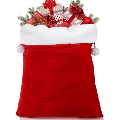 Sacco di Babbo Natale, 50X70CM Borsa regalo di Babbo Natale in velluto extra large, con coulisse Borsa regalo in peluche, adatta per confezioni regalo di Natale Forniture per decorazioni per la casa
