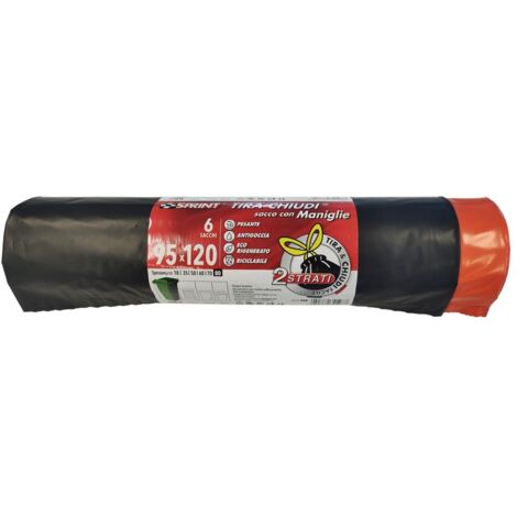 SACCO IN POLIETILENE cm. 95 x 120 - nero/arancio