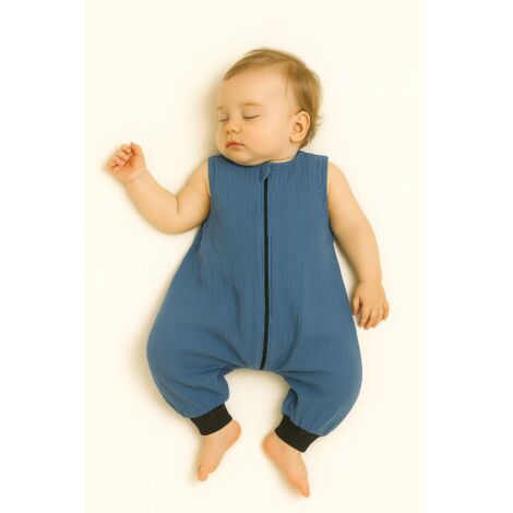 Sacco nanna in mussola per bambini con gambe L 9-24 mesi estate TOG 1.0 - blu sporco