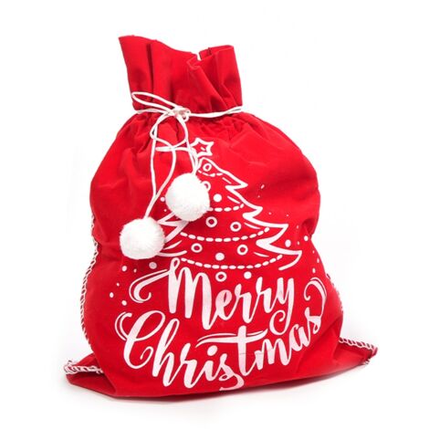 Sacco natalizio in velluto colore rosso e bianco con decorazioni natalizie -Christmas